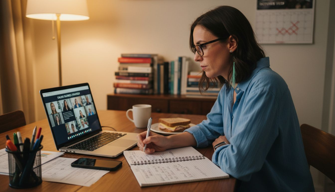 Professional studying online MBA at home