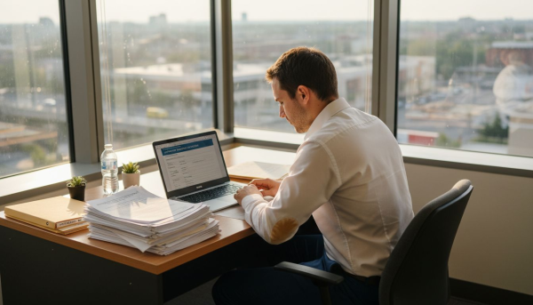 Applicant preparing business degree documents
