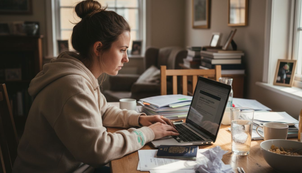 Student applying for UK degree online at home