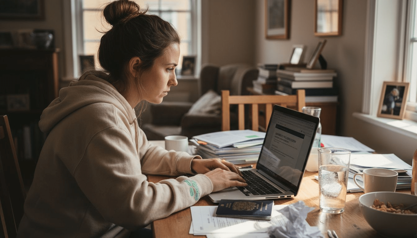 Student applying for UK degree online at home