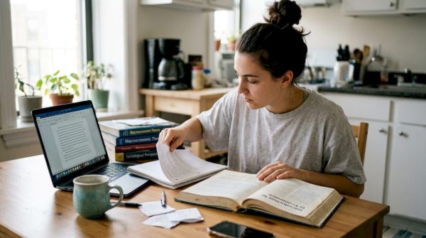 Student studying for accelerated degree at home