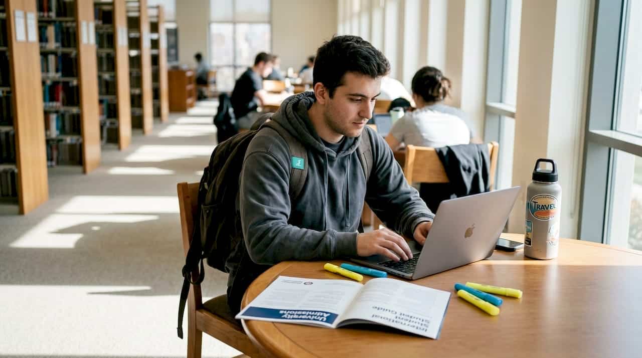 Student uploading university application documents