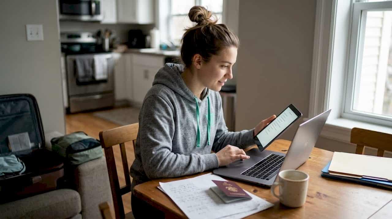 Student preparing for study abroad travel