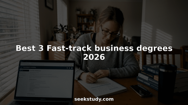 Business student studying online at home office